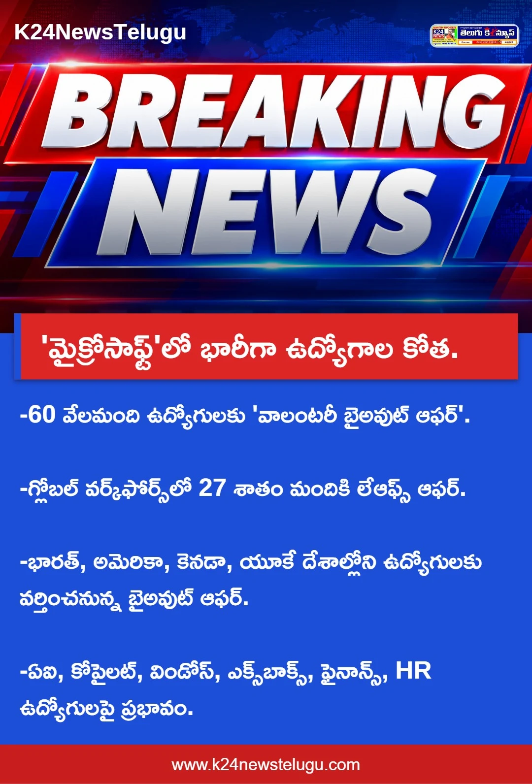 'మైక్రోసాఫ్ట్‌'లో భారీగా ఉద్యోగాల కోత.